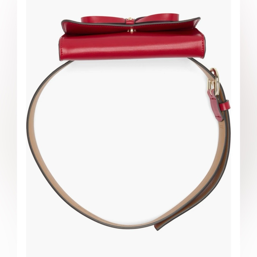 NWT! Kate Spade authentic leather waist bag/belt bag/crossbody red with pink bow - Picture 7 of 15